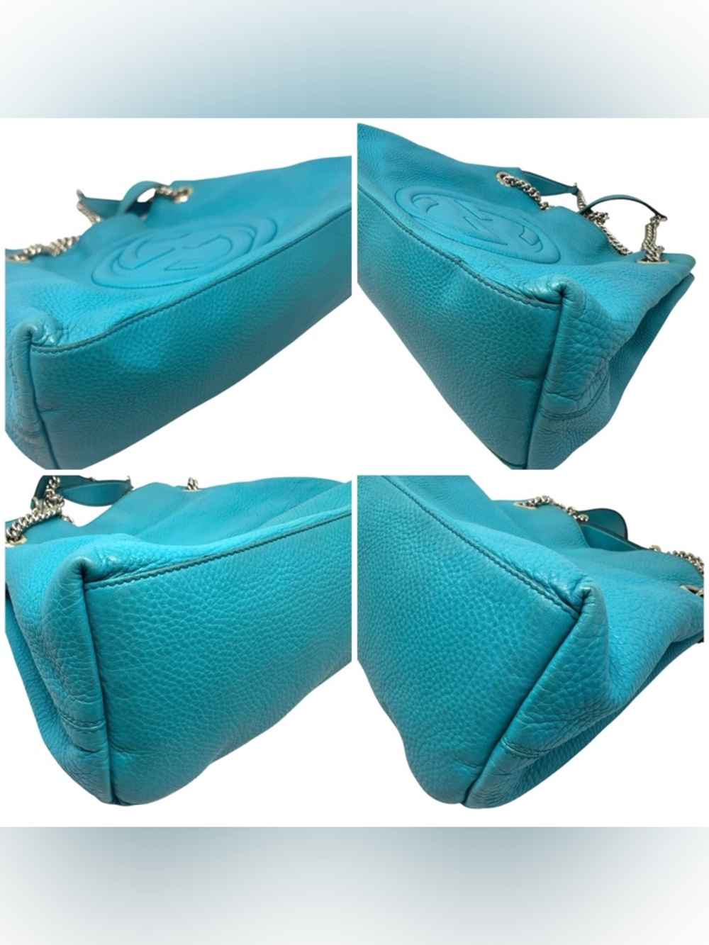 ❌SOLD❌ Gucci Teal Leather Soho Chain Shoulder Bag Medium - Picture 4 of 8